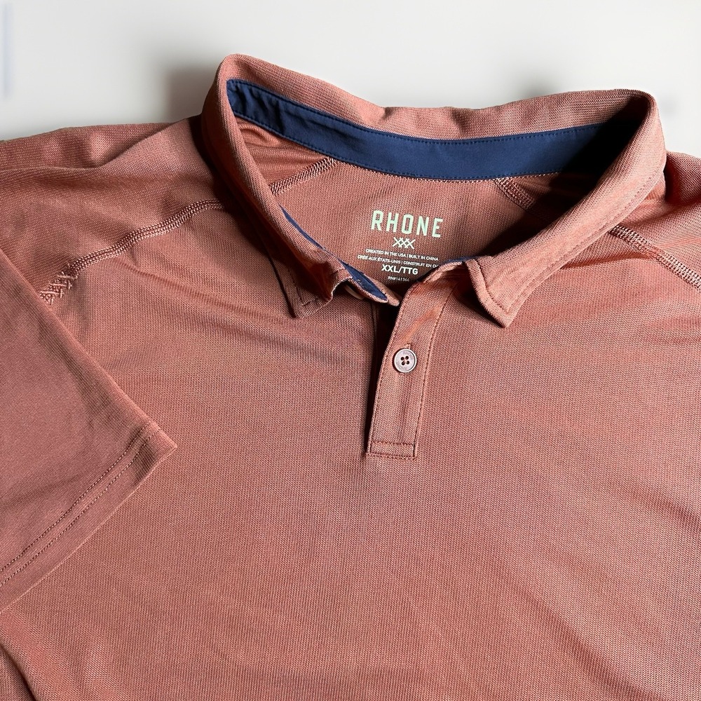 Rhone Delta Pique Polo Shirt Mens XXL Burnt Orange Copper Golf Performance